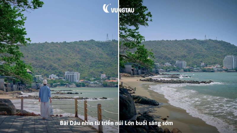 Bãi Dâu nhìn từ triền núi Lớn buổi sáng sớm