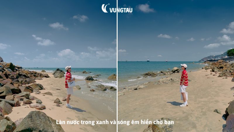 Làn nước trong xanh và sóng êm hiền chờ bạn