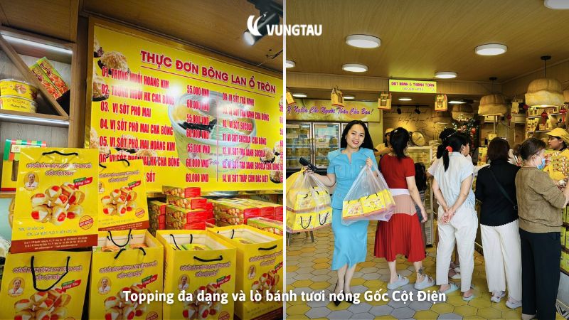 Topping đa dạng và lò bánh tươi nóng Gốc Cột Điện