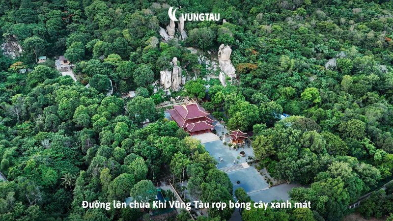 Đường lên chùa Khỉ Vũng Tàu rợp bóng cây xanh mát
