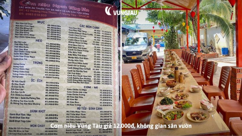 Cơm niêu Vũng Tàu giá 12.000đ, không gian sân vườn