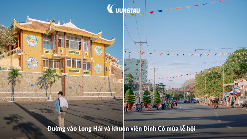 Đường vào Long Hải và khuôn viên Dinh Cô mùa lễ hội