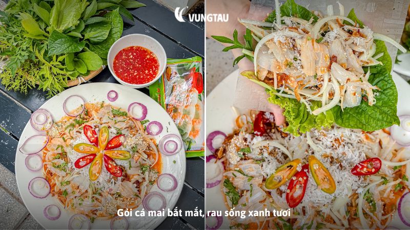 Gỏi cá mai bắt mắt, rau sống xanh tươi