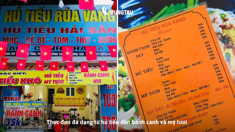 Thực đơn đa dạng từ hủ tiếu đến bánh canh và mỳ tươi