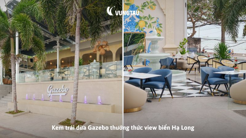 Kem trái dừa Gazebo thưởng thức view biển Hạ Long
