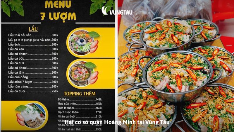 Menu hải sản tươi phong phú quán 7 Lượm