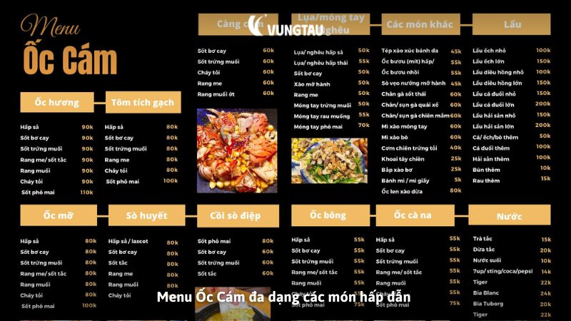 Menu Ốc Cám đa dạng các món hấp dẫn 