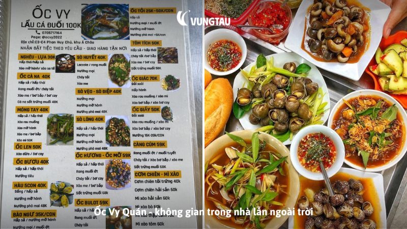 Ốc Vy Quán - không gian trong nhà lẫn ngoài trời
