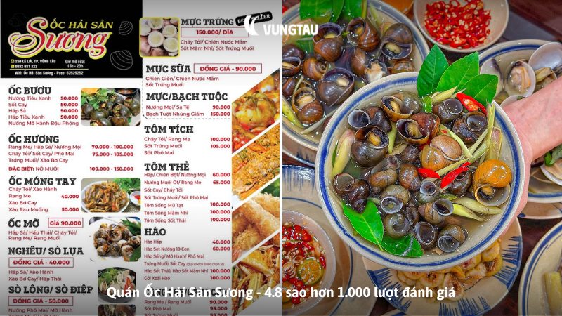 Quán Ốc Hải Sản Sương - 4.8 sao hơn 1.000 lượt đánh giá