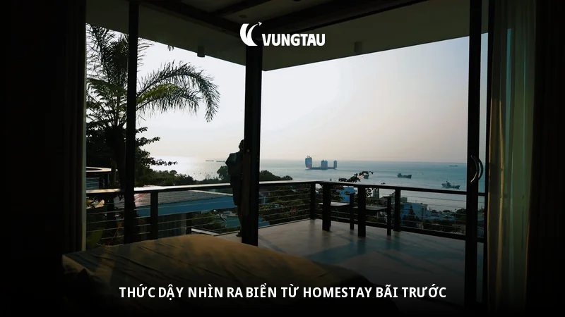Thức dậy nhìn ra biển từ homestay Bãi Trước