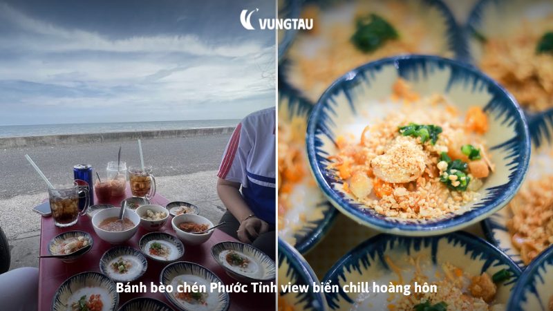 Bánh bèo chén Phước Tỉnh view biển chill hoàng hôn