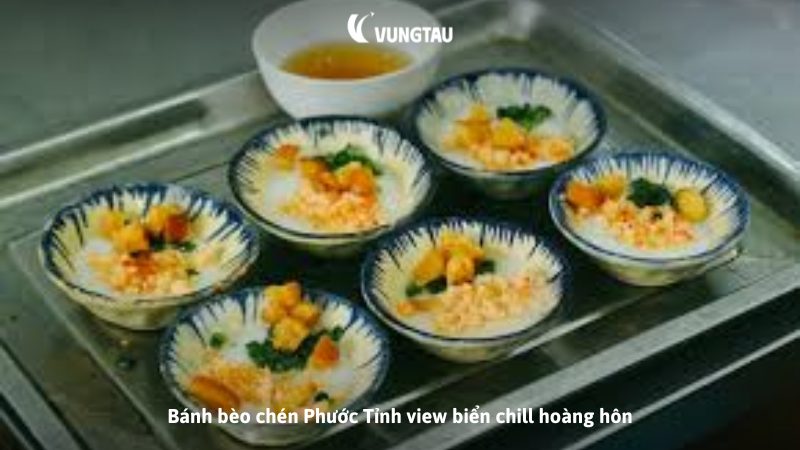 Bánh chén Cô Trà Long Hải view biển chiều tà