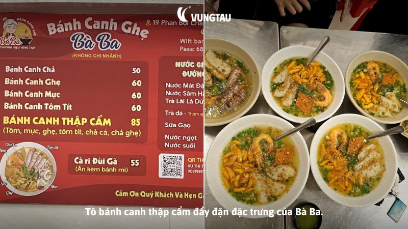 Tô bánh canh thập cẩm đầy đặn đặc trưng của Bà Ba.