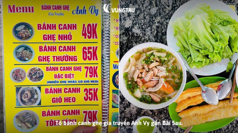 Tô bánh canh ghẹ gia truyền Anh Vy gần Bãi Sau.