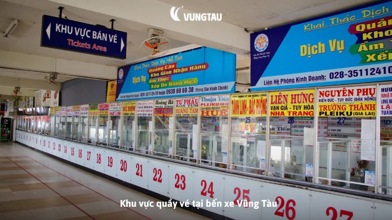 Khu vực quầy vé tại bến xe Vũng Tàu