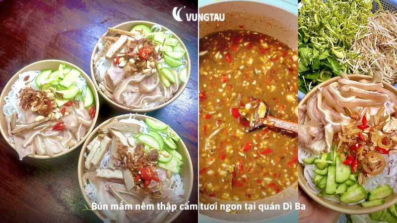 Bún mắm nêm thập cẩm tươi ngon tại quán Dì Ba