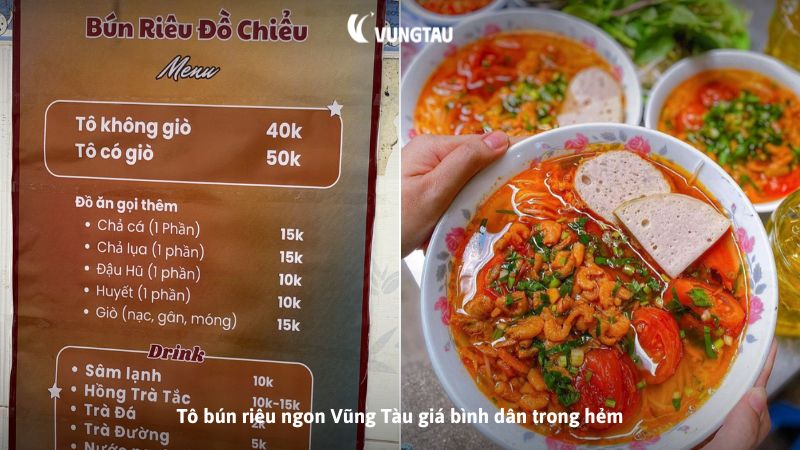 Tô bún riêu ngon Vũng Tàu giá bình dân trong hẻm