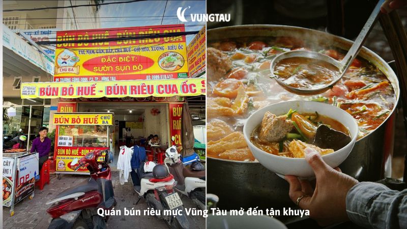 Quán bún riêu mực Vũng Tàu mở đến tận khuya