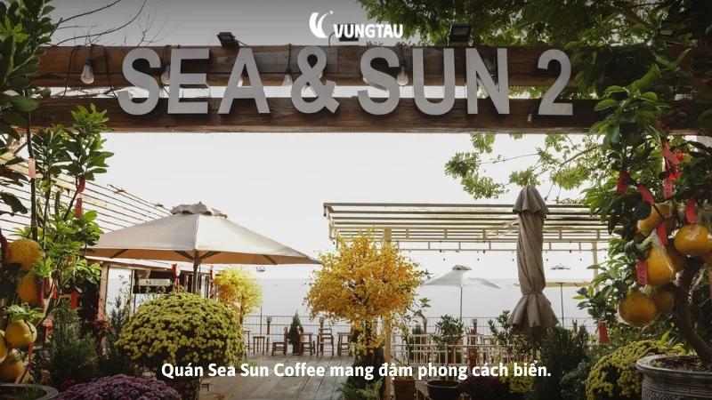 Quán Sea Sun Coffee mang đậm phong cách biển.