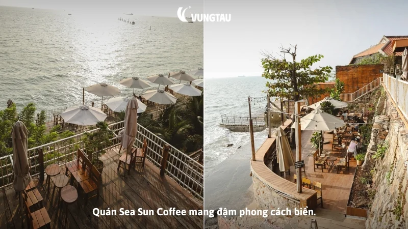Quán Sea Sun Coffee mang đậm phong cách biển.