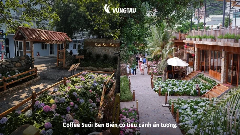 Coffee Suối Bên Biển có tiểu cảnh ấn tượng.