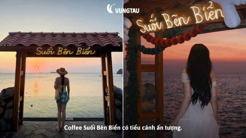 Coffee Suối Bên Biển có tiểu cảnh ấn tượng.