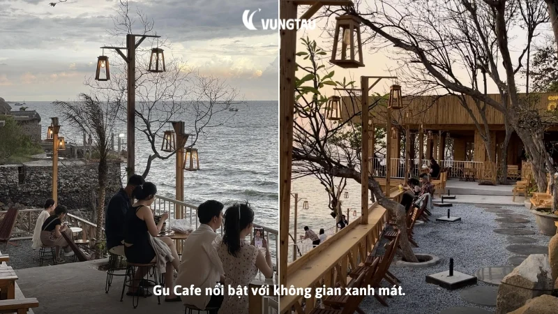 Gu Cafe nổi bật với không gian xanh mát.
