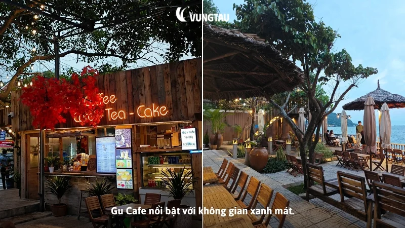 Gu Cafe nổi bật với không gian xanh mát.