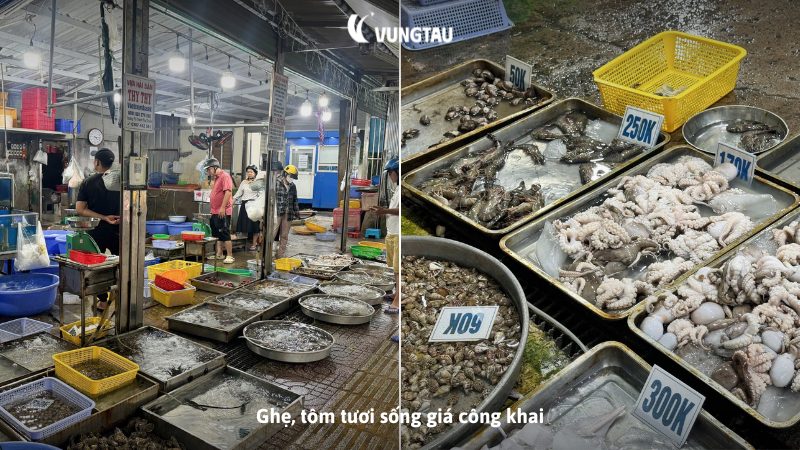 Ghẹ, tôm tươi sống giá công khai