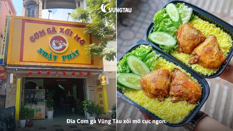 Đĩa Cơm gà Vũng Tàu xối mỡ cực ngon.