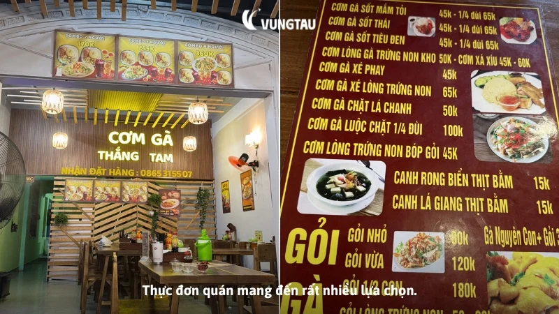 Thực đơn quán mang đến rất nhiều lựa chọn.