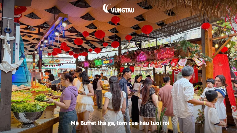 Mê Buffet thả ga, tôm cua hàu tươi rói