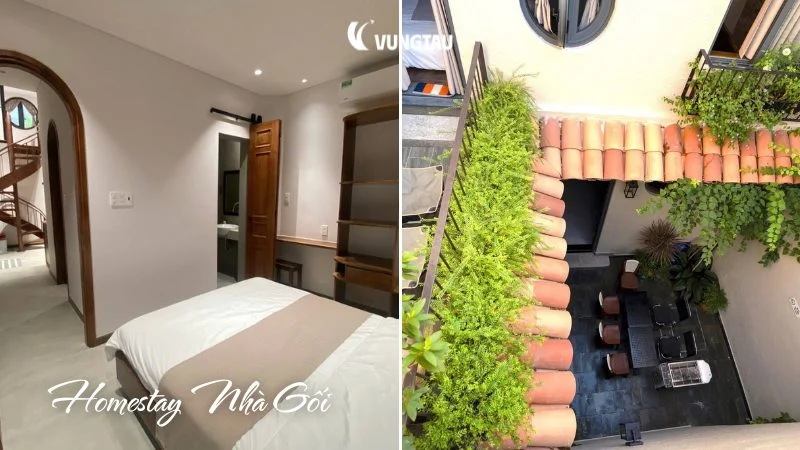 Không gian phòng và sân ngoài trời Homestay Nhà Gối