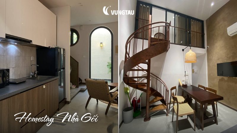 Không gian phòng và sân ngoài trời Homestay Nhà Gối