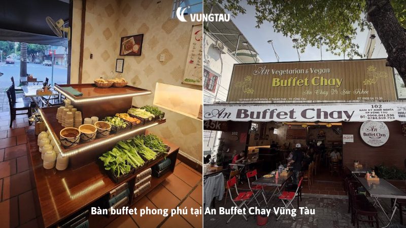 Bàn buffet phong phú tại An Buffet Chay Vũng Tàu