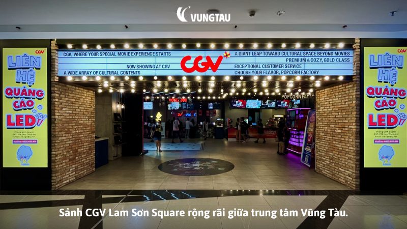 Sảnh CGV Lam Sơn Square rộng rãi giữa trung tâm Vũng Tàu.